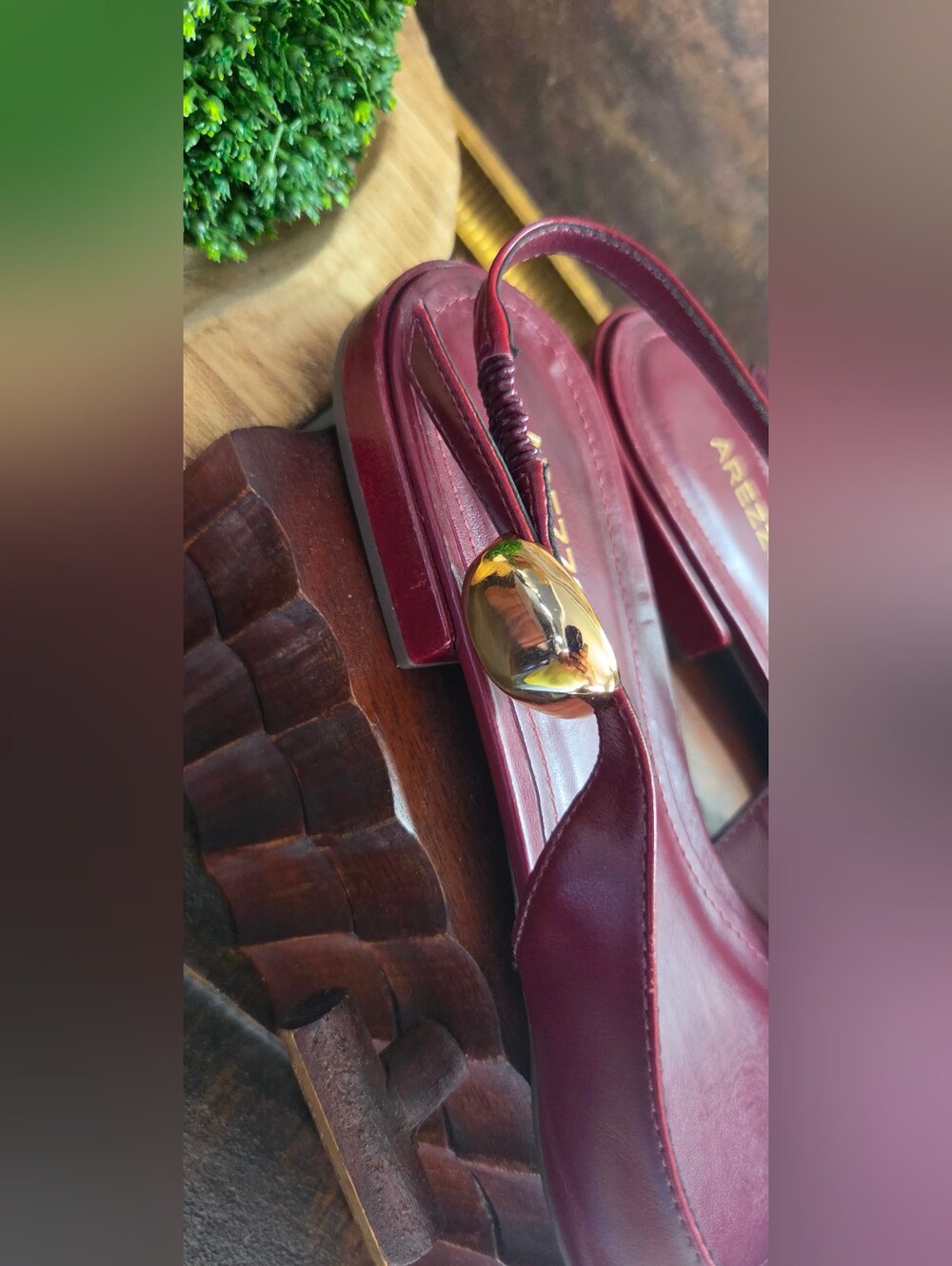 Arezzo Leather burgundy Flat Shoes NWOT Size 7B - Picture 4 of 10
